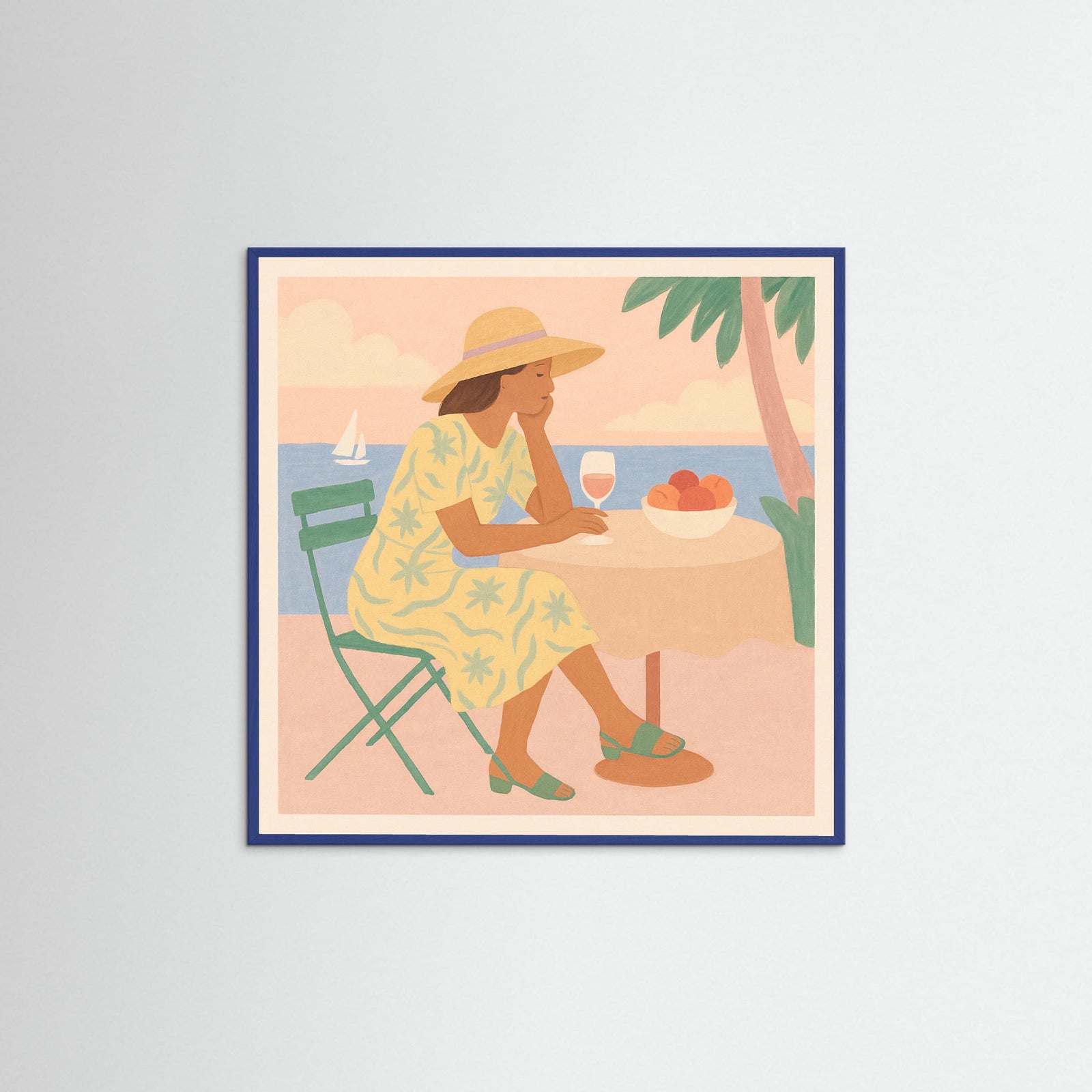 Blue Wood Square Relaxing Reading