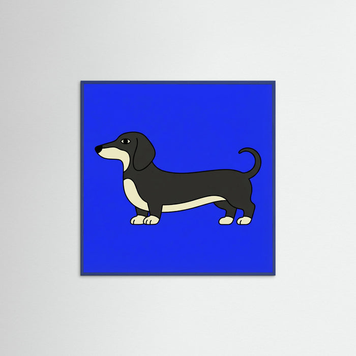Blue Wood Square Strolling Tuxedo Cat