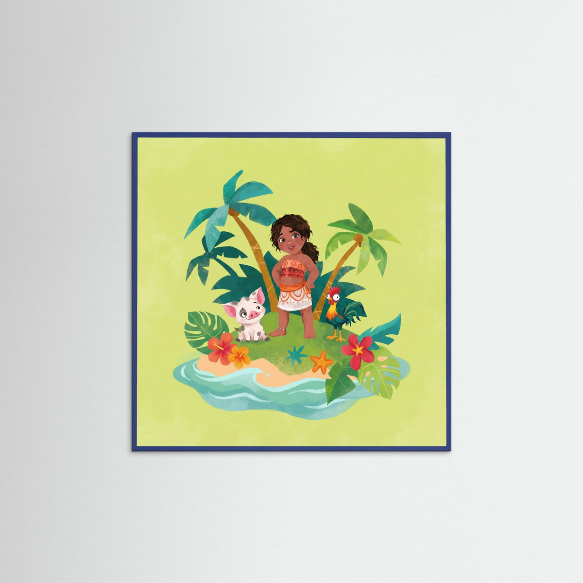 Blue Wood Square Tropical Moana