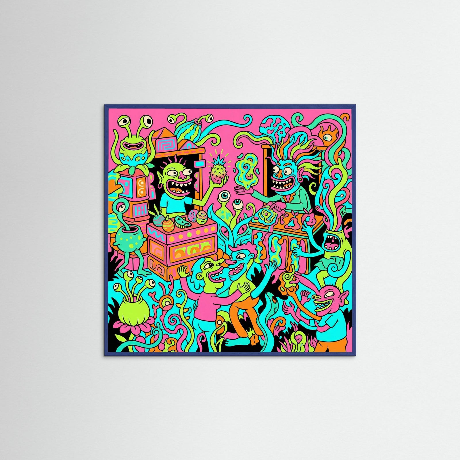 Blue Wood Square Vibrant Chaoscapade