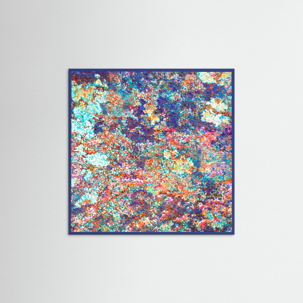 Blue Wood Square Vibrant Coral Reef