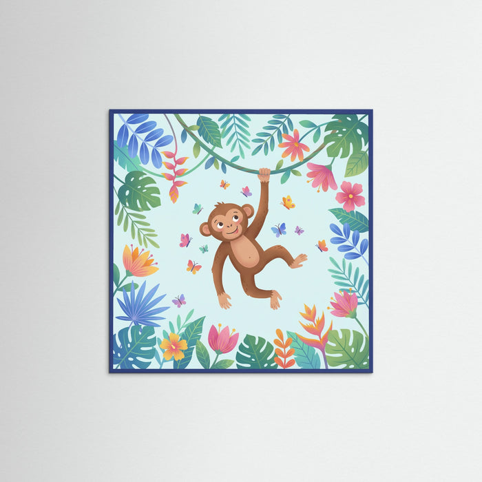 Blue Wood Square Whimsical Forest Friend