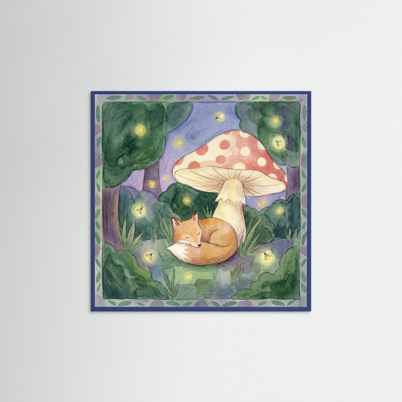 Blue Wood Square Whimsical Lamb Day