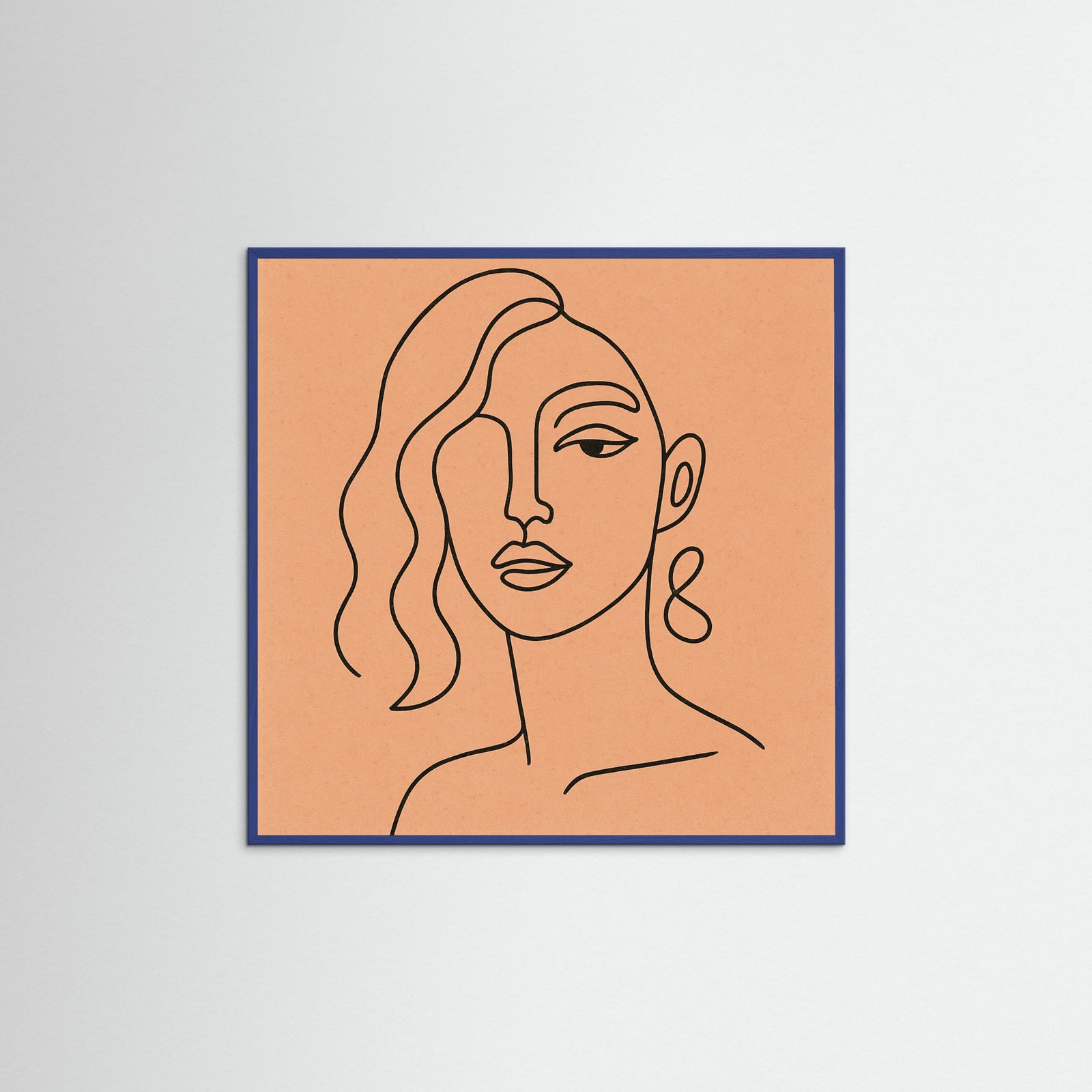 Blue Wood Square Whimsical Lines