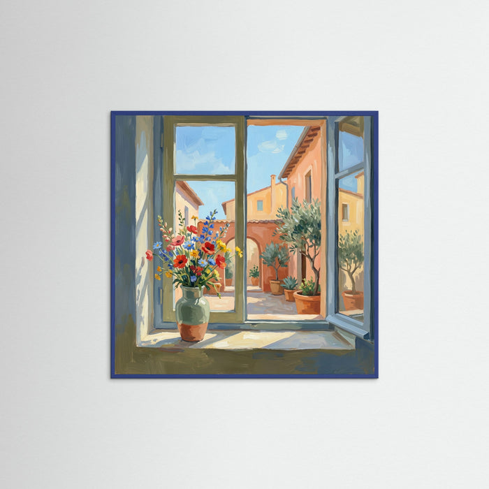 Blue Wood Square Window to the Sea