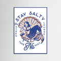 Blue Wood Stay Salty Siren Lounge Pin-Up Mermaid Poster