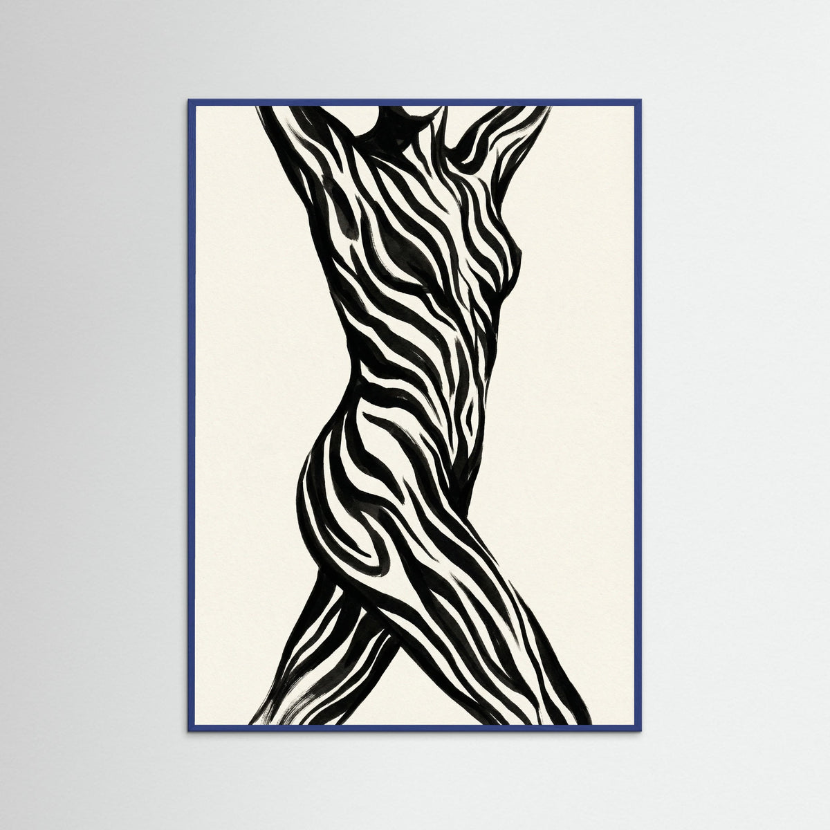 Blue Wood Striped Silhouette Black