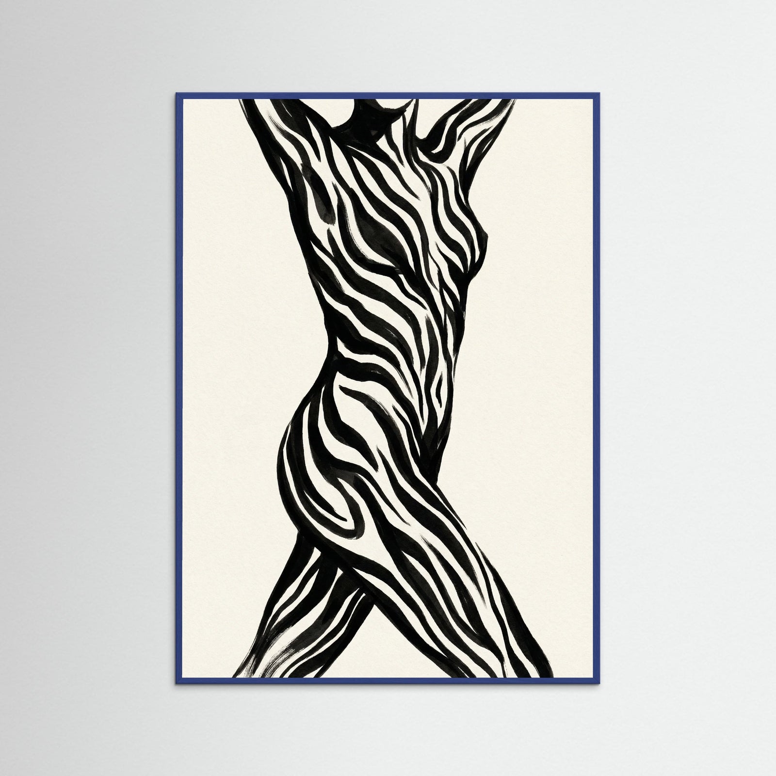 Blue Wood Striped Silhouette Black