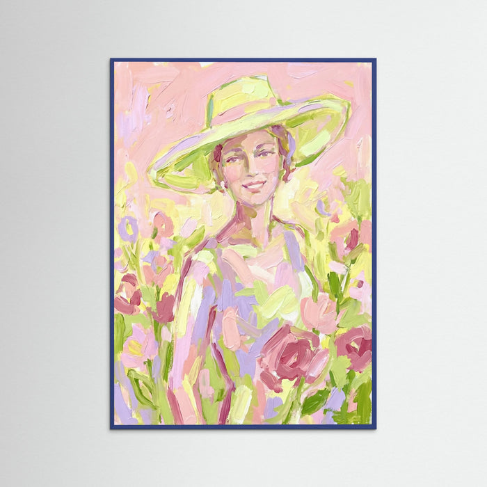 Blue Wood Summer Hat Figure