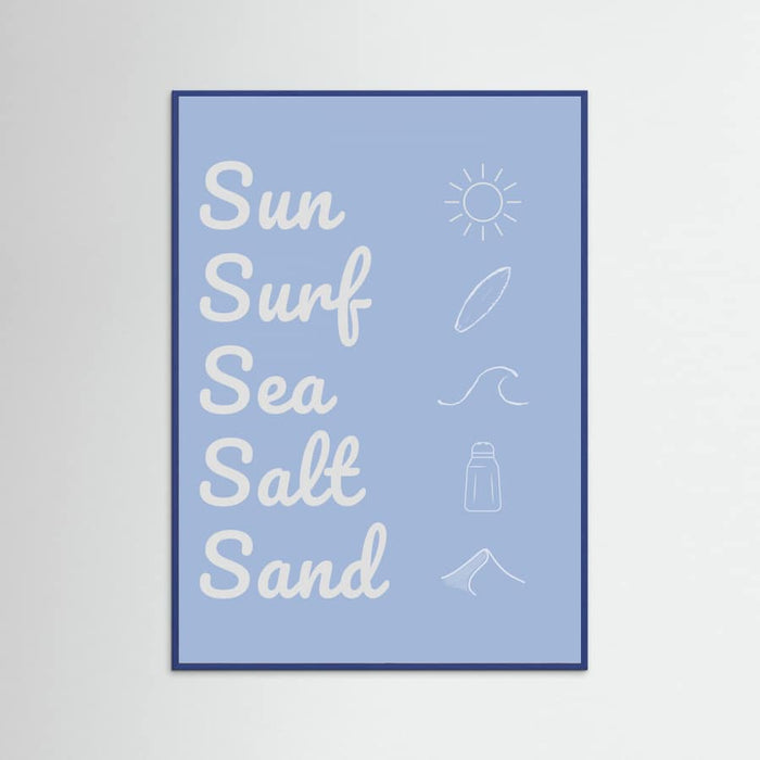 Sun Surf Sea Salt Sand Light Blue Poster – plakat og kunsttryk