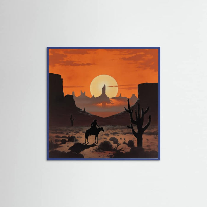 Blue Wood Sunset Cowboy Poster