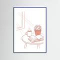 Blue Wood Table Setting Sketch