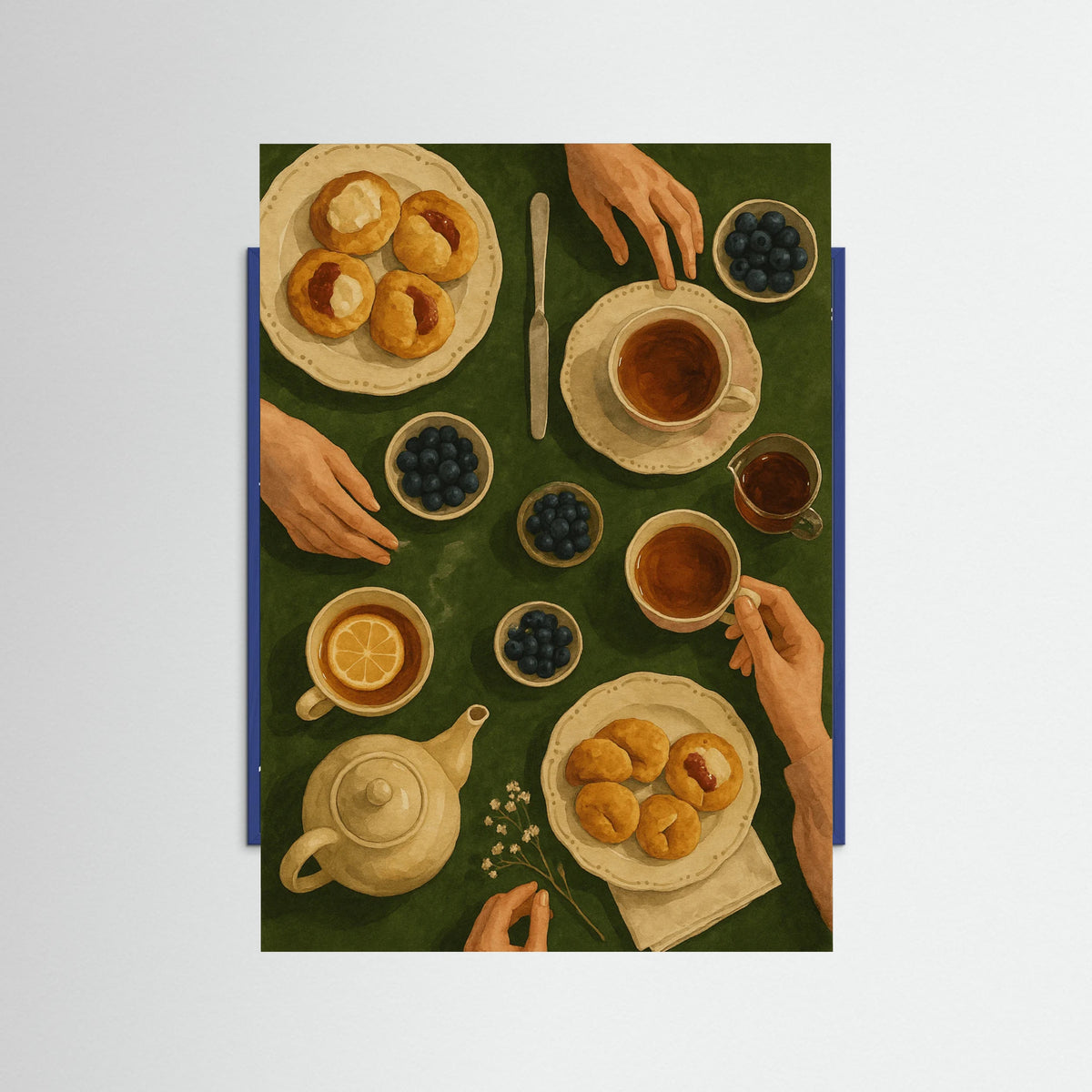 Blue Wood Tea Time Canvas
