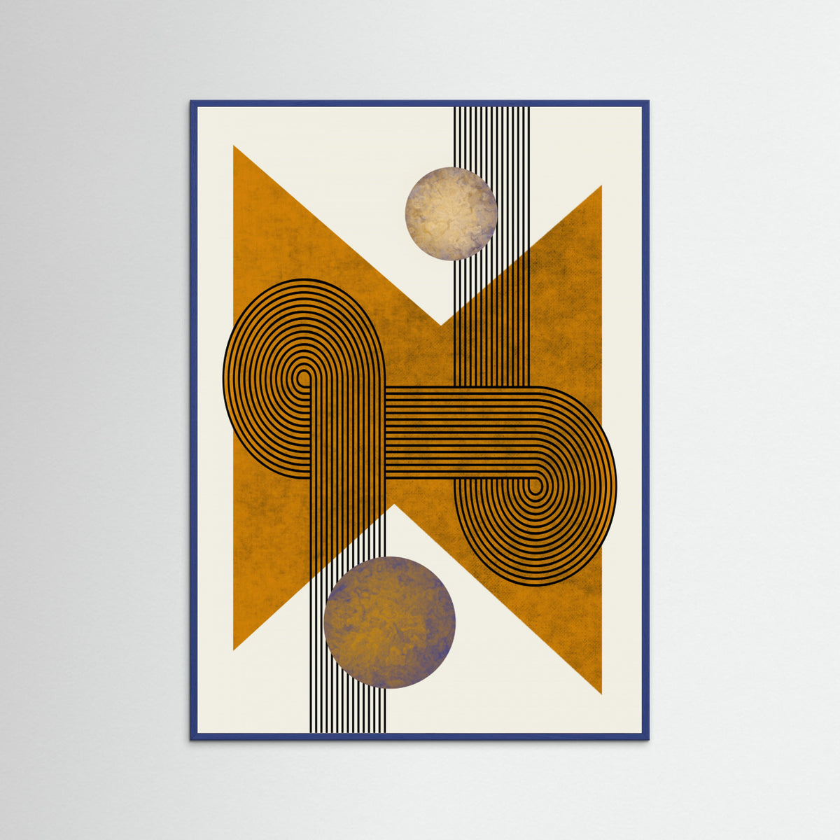 Blue Wood Textured Mid Century Composition 4 Poster