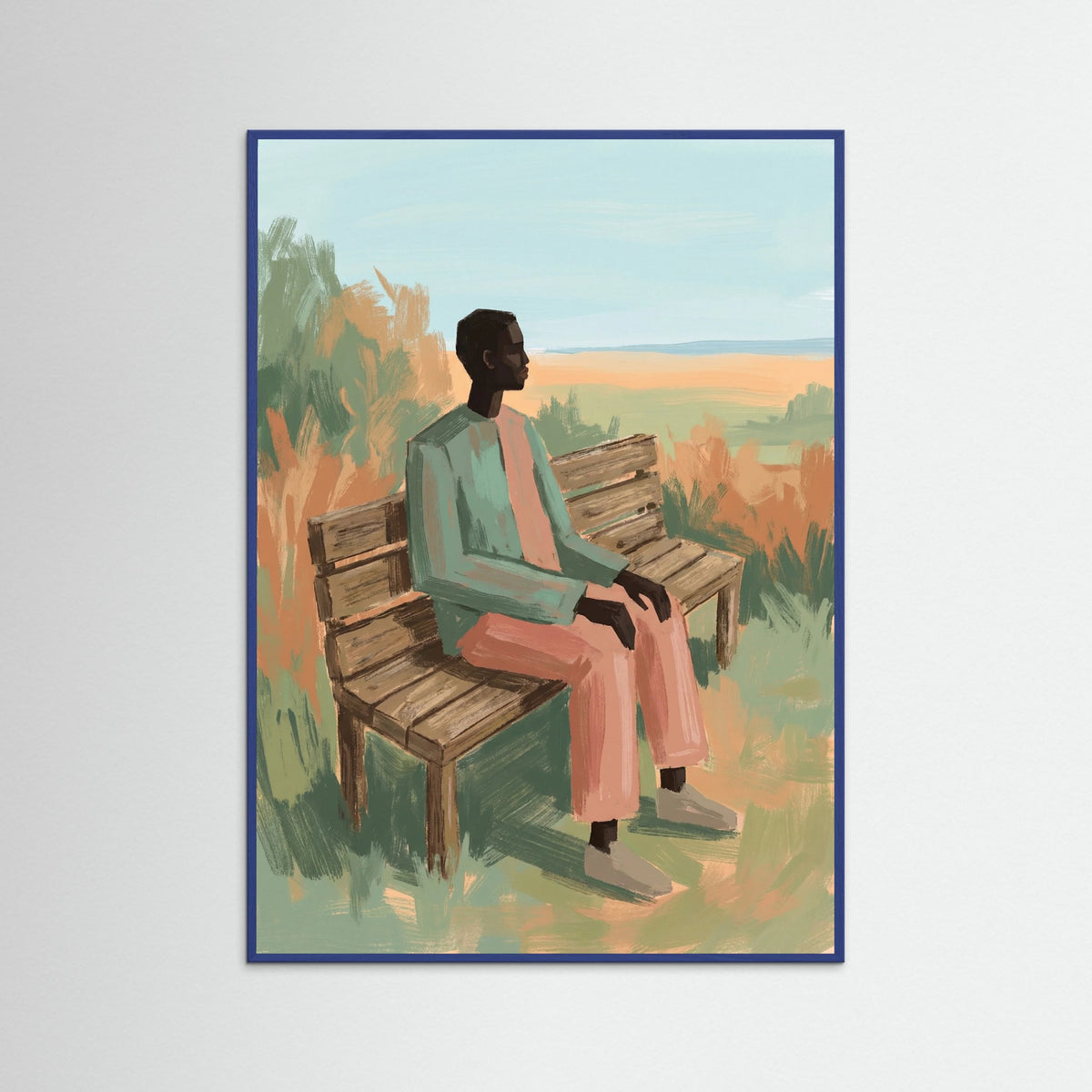 Blue Wood Thoughtful Pause