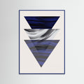 Blue Wood Three Triangular Geometric Poster