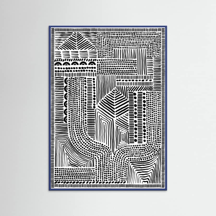 Blue Wood Tribal Abstract Poster