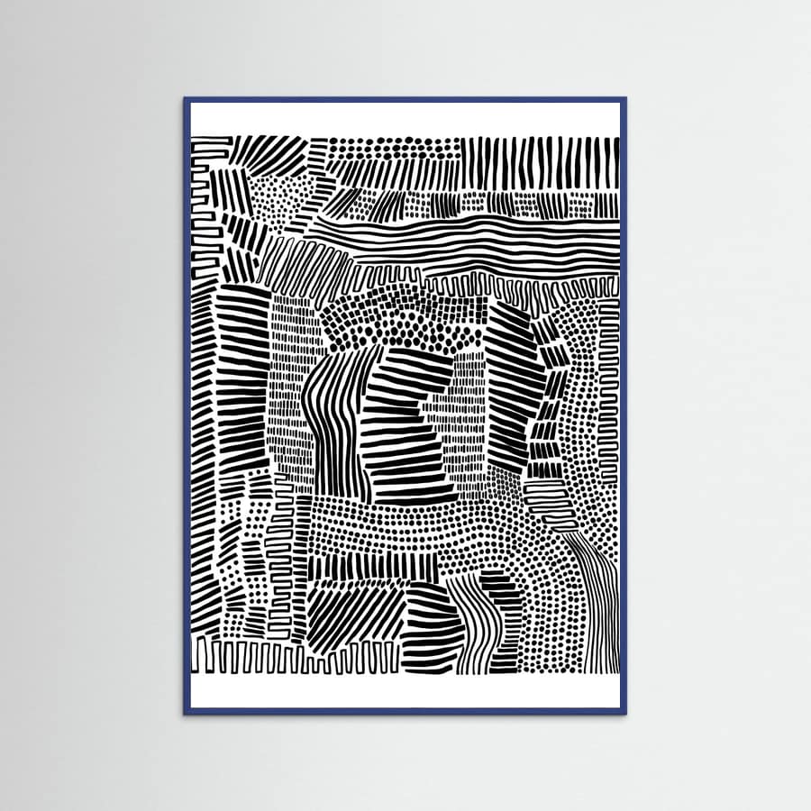 Blue Wood Tribal Art Poster