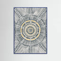 Blue Wood Tribal Sun Poster