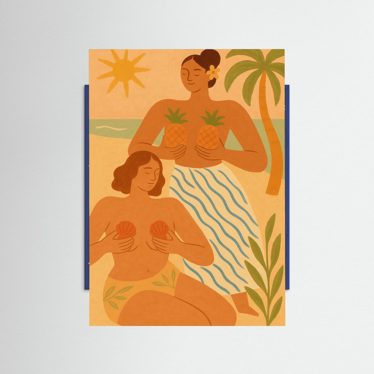 Blue Wood Tropical Figures