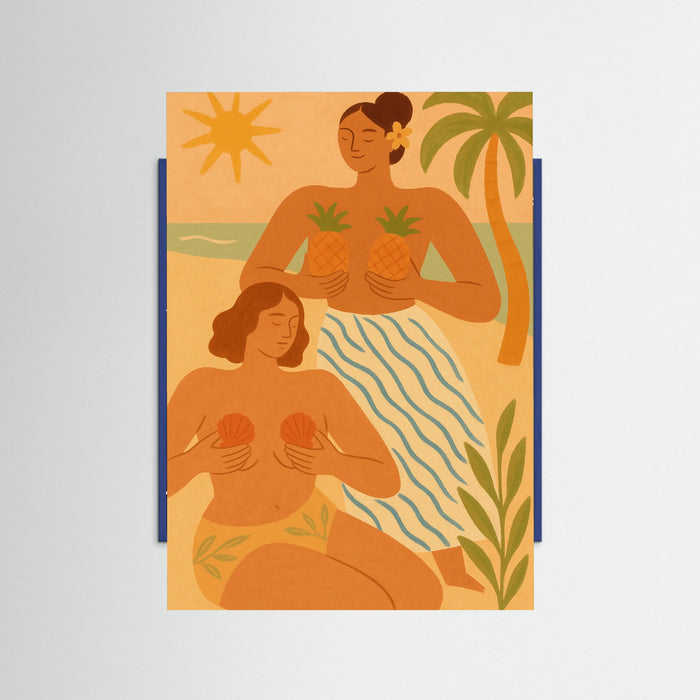 Blue Wood Tropical Figures