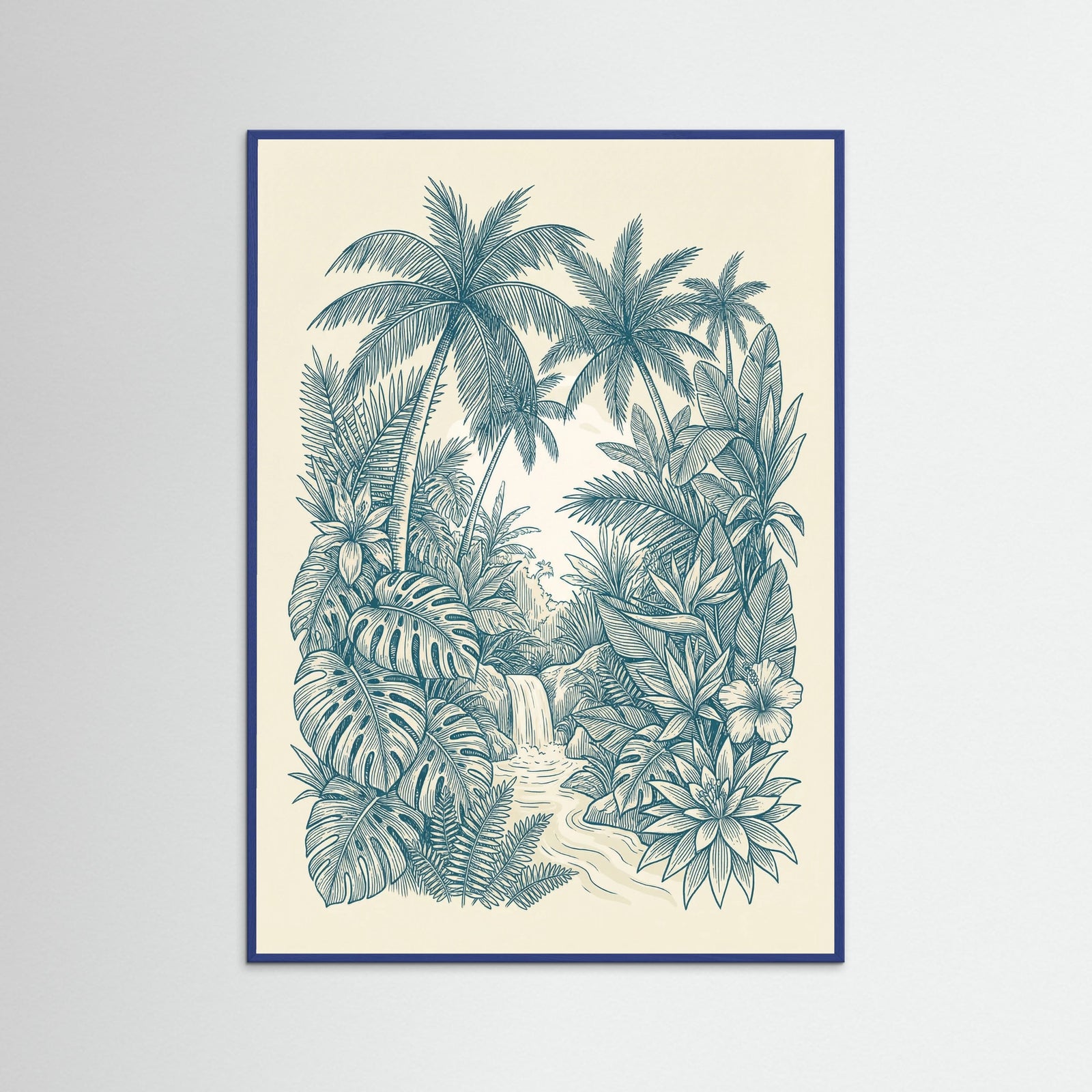 Blue Wood Tropical Wave Pattern