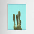 Blue Wood Turquoise Cactus Poster
