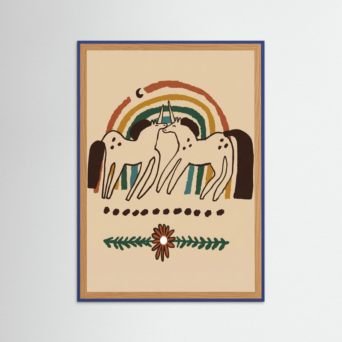 Blue Wood Unicorn Rainbow Bond