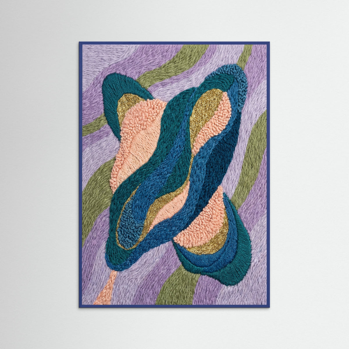 Blue Wood Vibrant Abstract Stitch