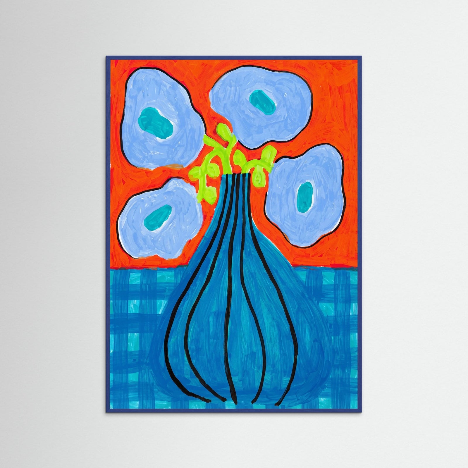 Blue Wood Vibrant Bloom Vase