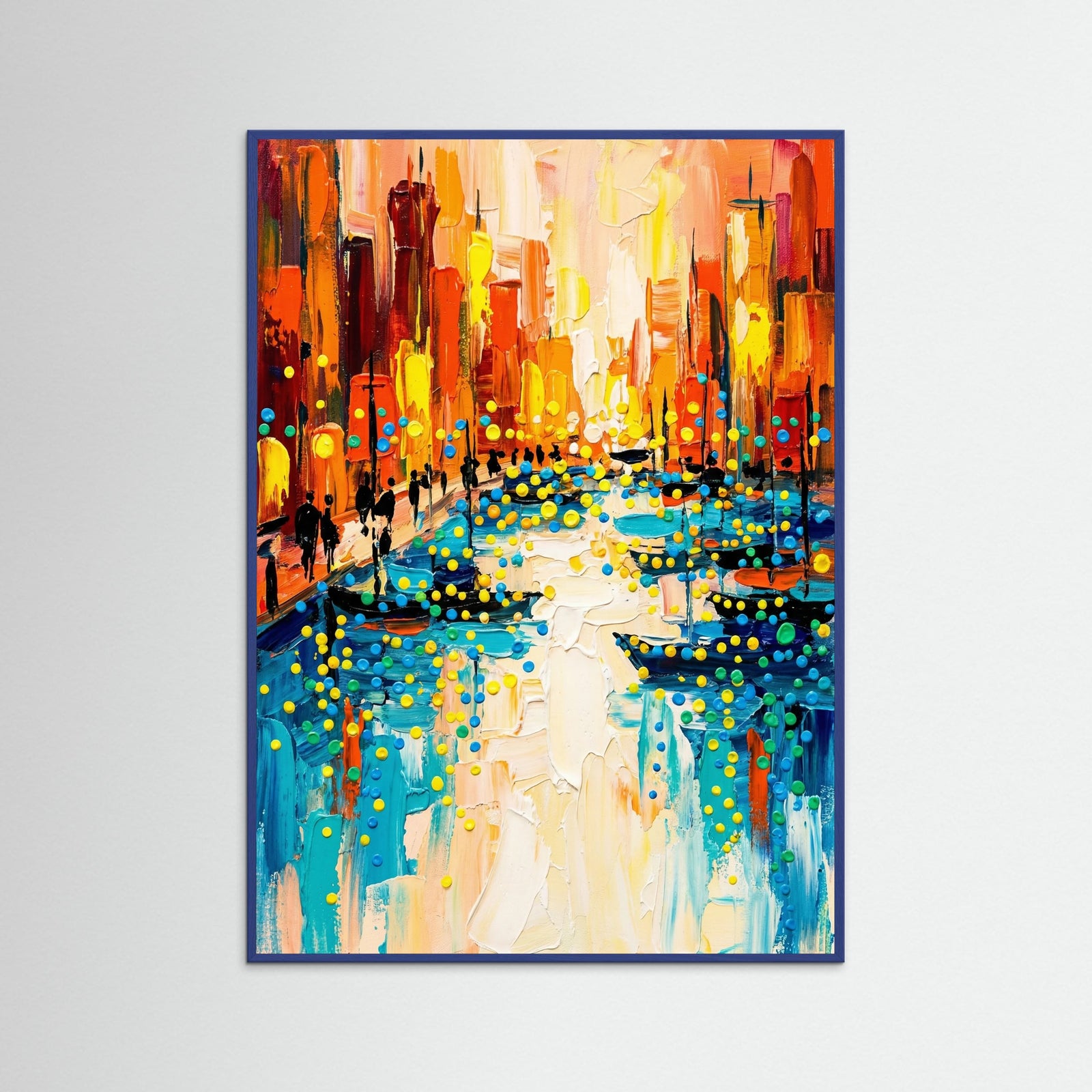 Blue Wood Vibrant Cityscape
