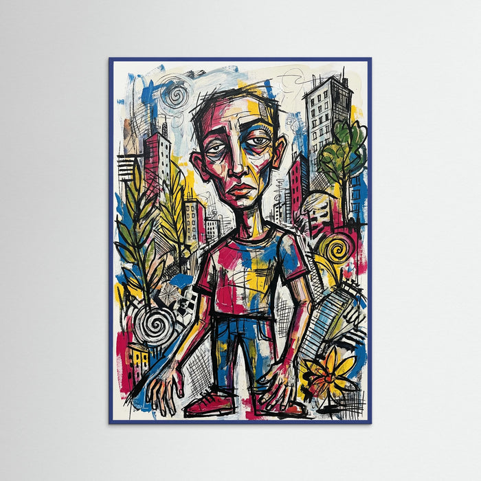 Blue Wood Vibrant Figurative Mosaic