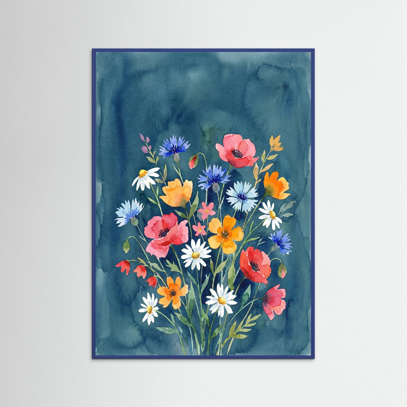 Blue Wood Vibrant Floral Vase