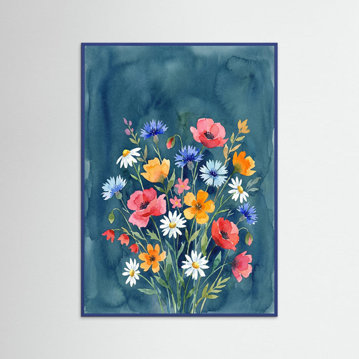 Blue Wood Vibrant Floral Vase