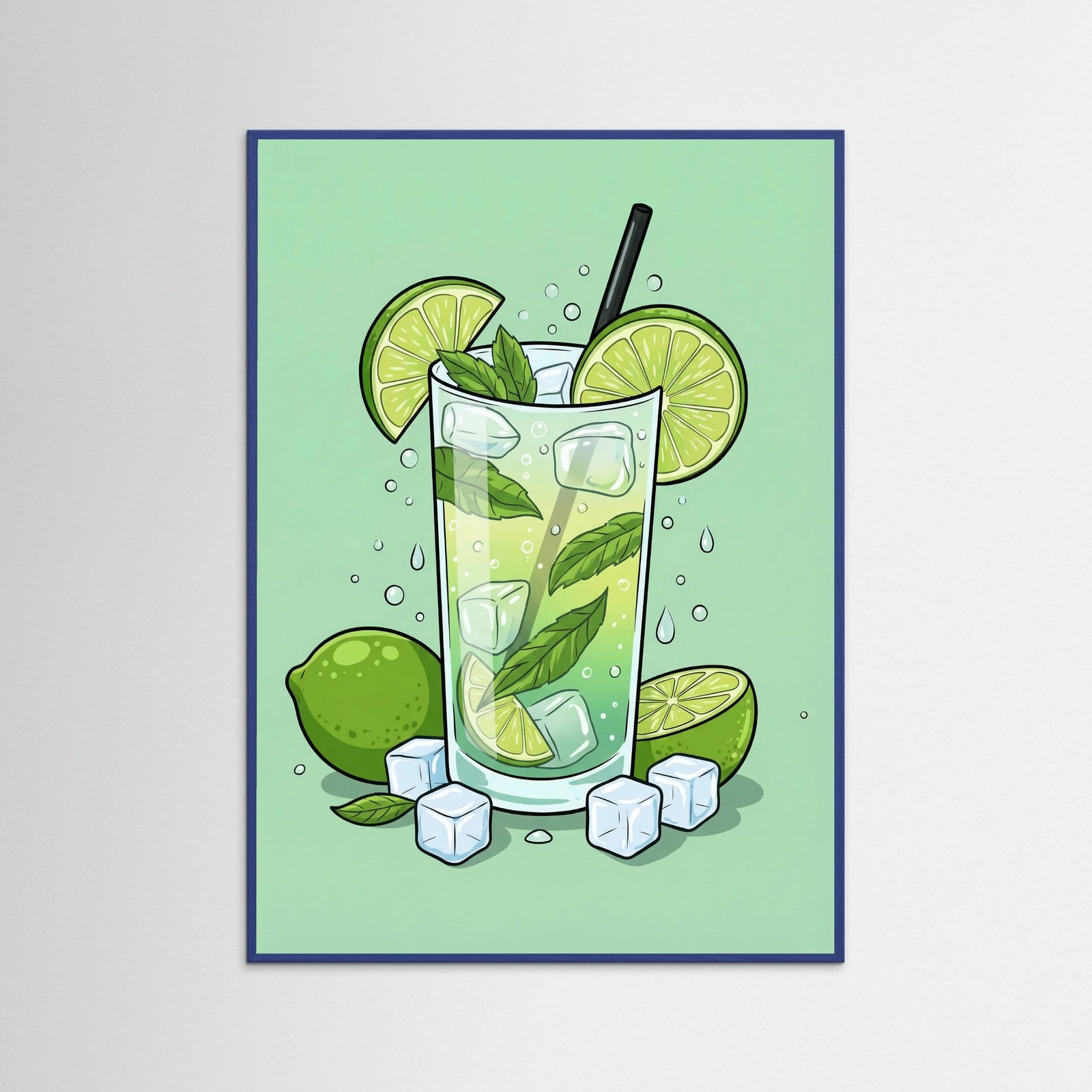 Blue Wood Vibrant Mojito Art
