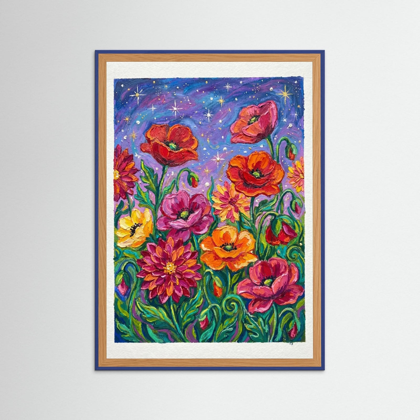 Blue Wood Vibrant Sunflower Dream