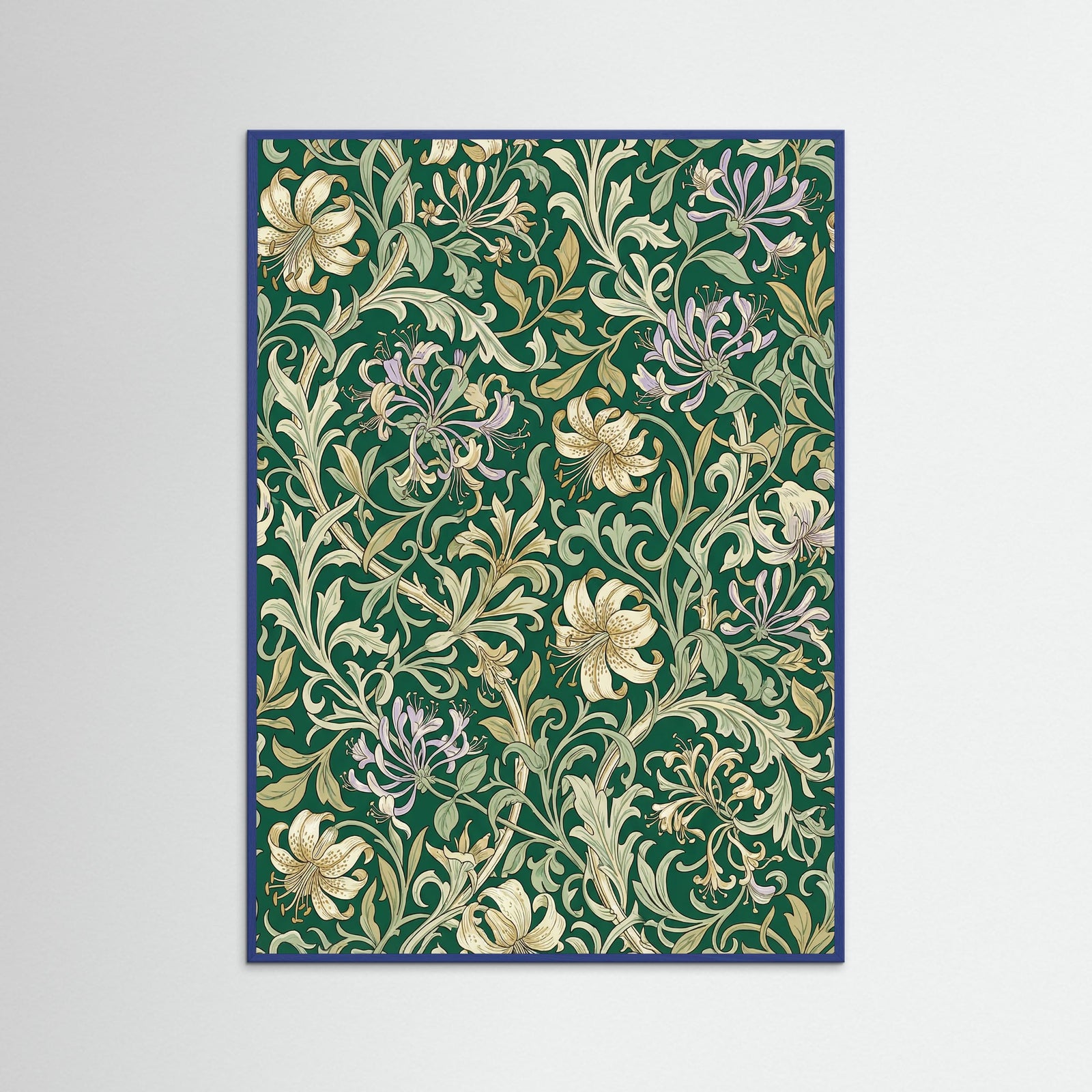 Blue Wood Vintage Botanical Motif