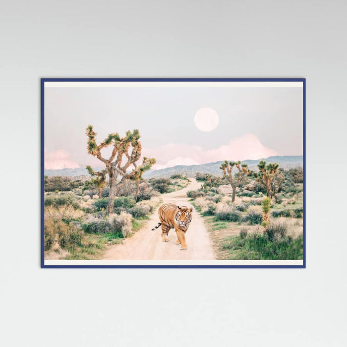 Blue Wood Wandering Tiger Poster