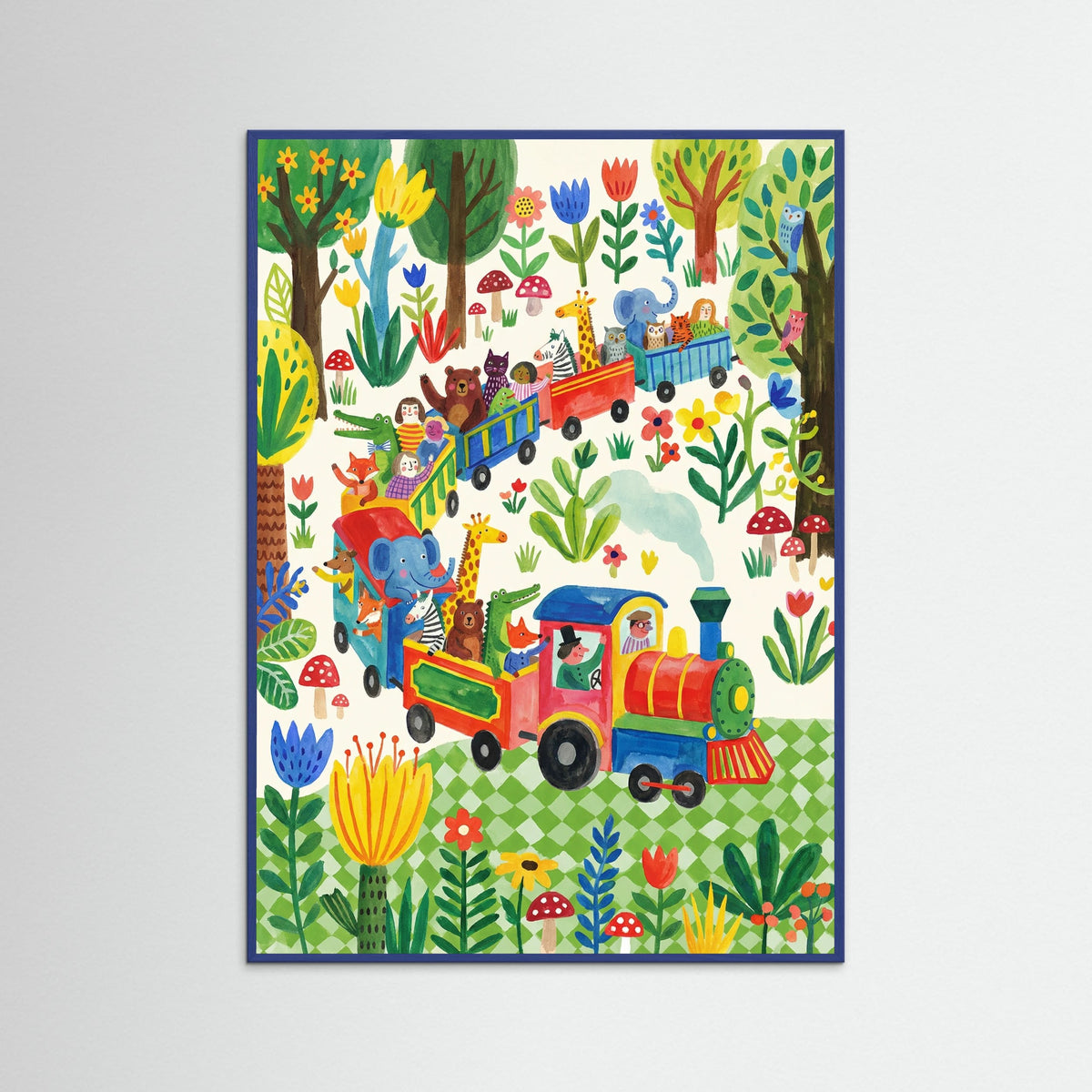 Blue Wood Whimsical Bus Ride