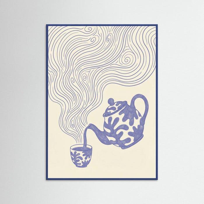 Blue Wood Whimsical Coffee Swirls