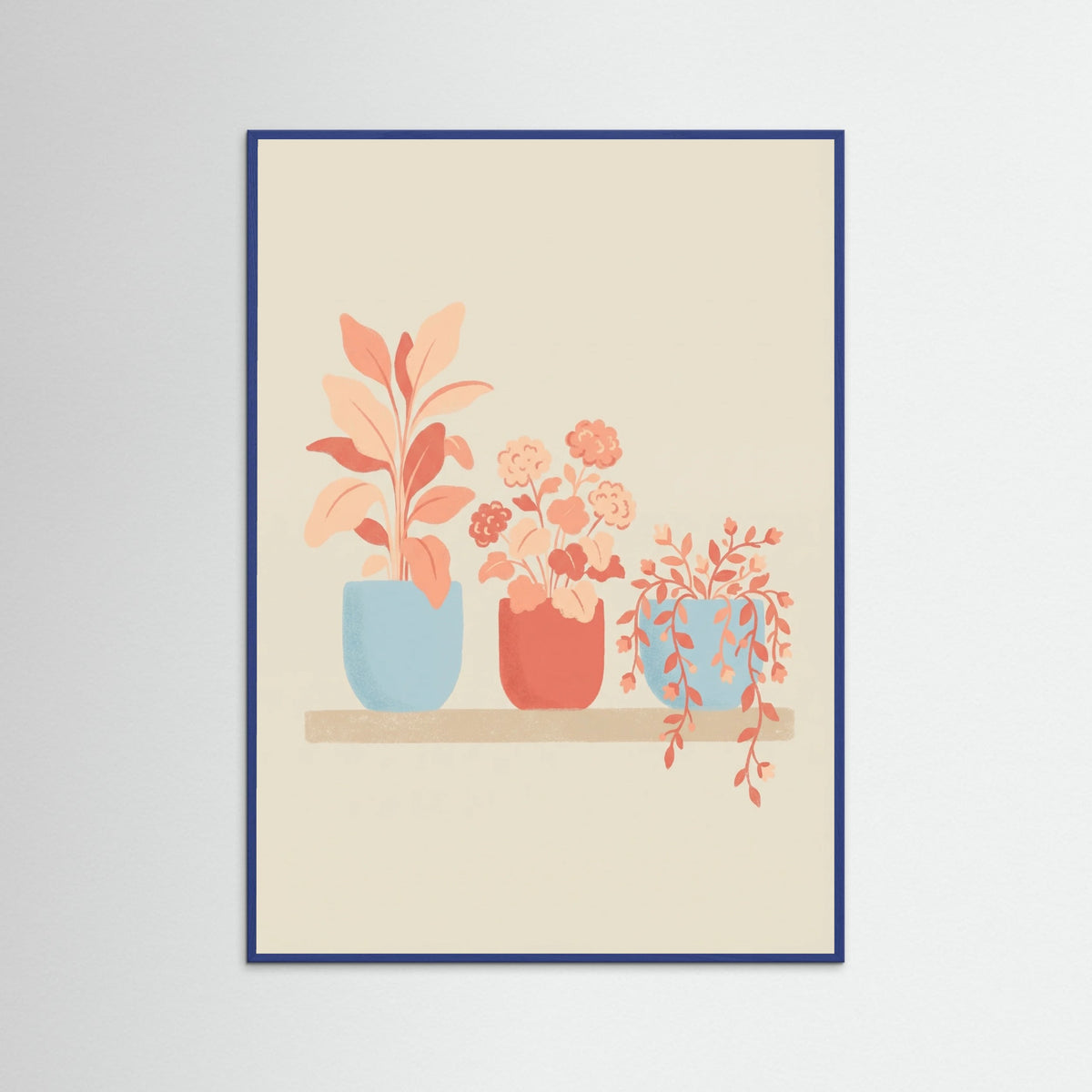 Blue Wood Whimsical Floral Vase