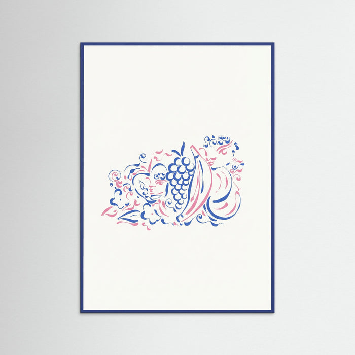 Blue Wood Whimsical Fruit Medley