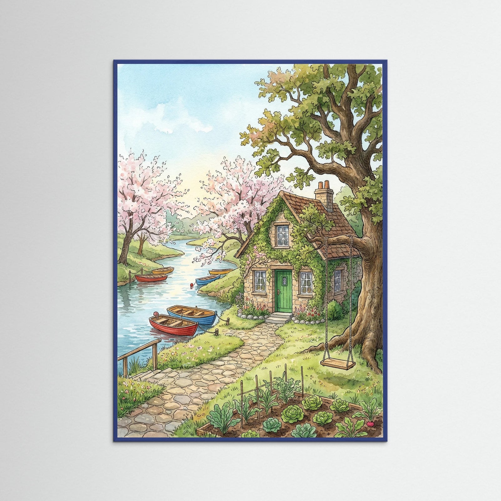 Blue Wood Whimsical Neighborhood