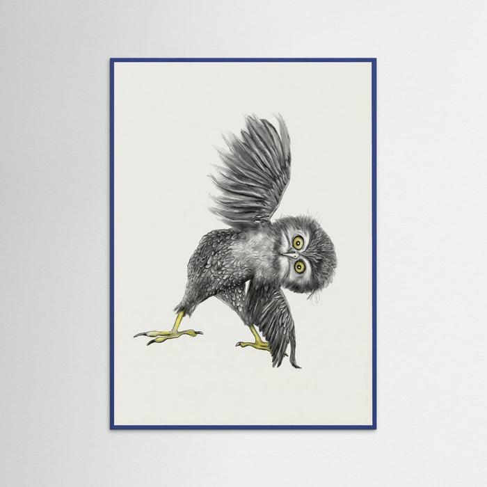 Blue Wood Whimsical Owl Yoga