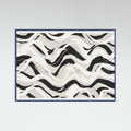 Blue Wood White Black Waves Pattern Square Poster