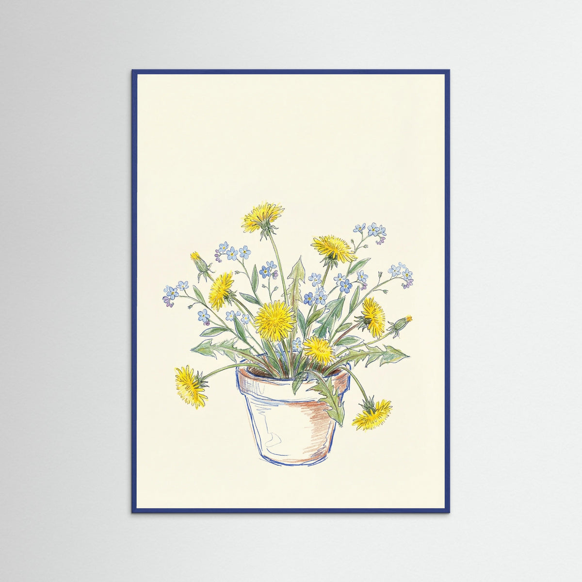 Blue Wood Wildflower Sketch Vase