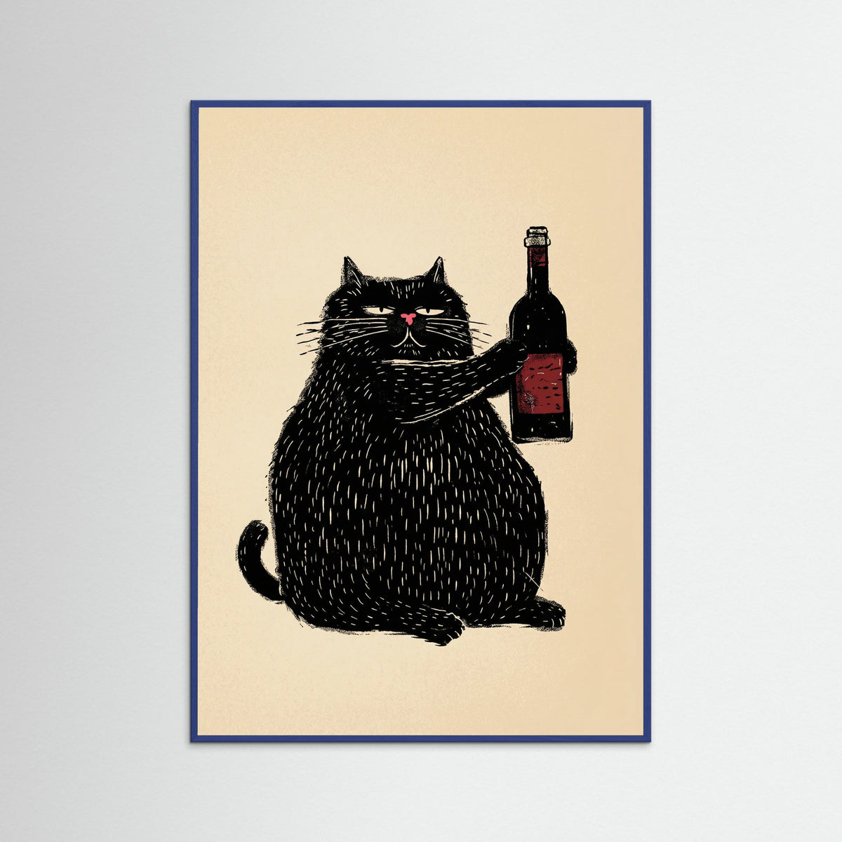 Blue Wood Wine Cat