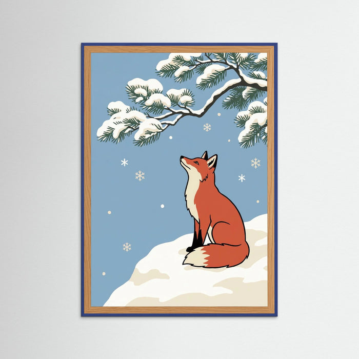 Blue Wood Winter Snowfall Cat
