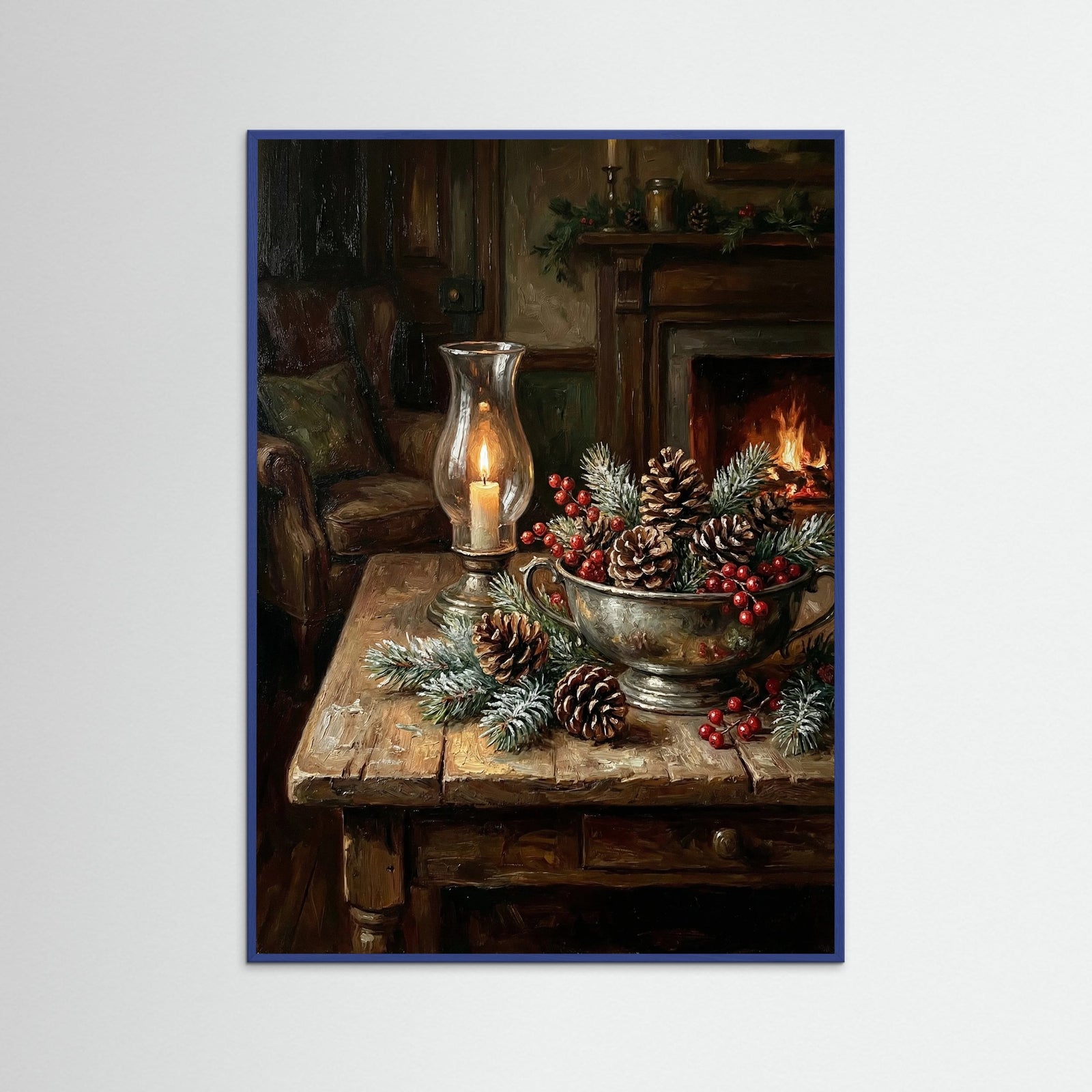 Blue Wood Winter Window Glow