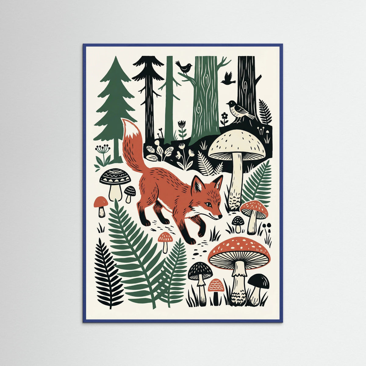 Blue Wood Woodland Folk Art